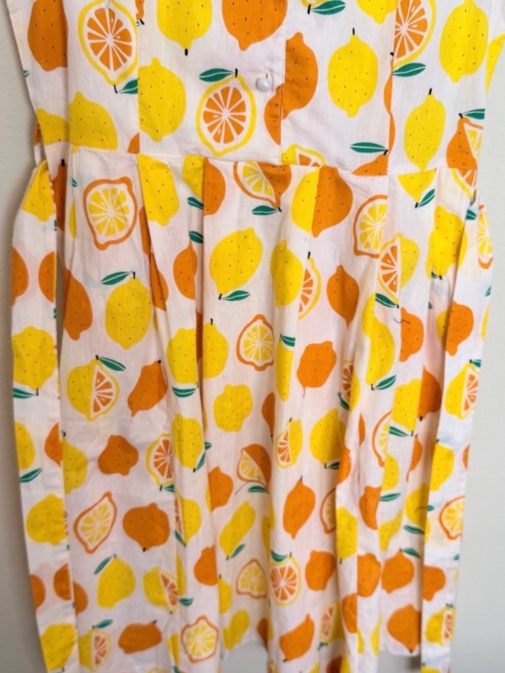 L.A. Soul Lemon Print Retro Shirt Dress Belted Pockets Yellow Vintage Rockabilly - Picture 4 of 7